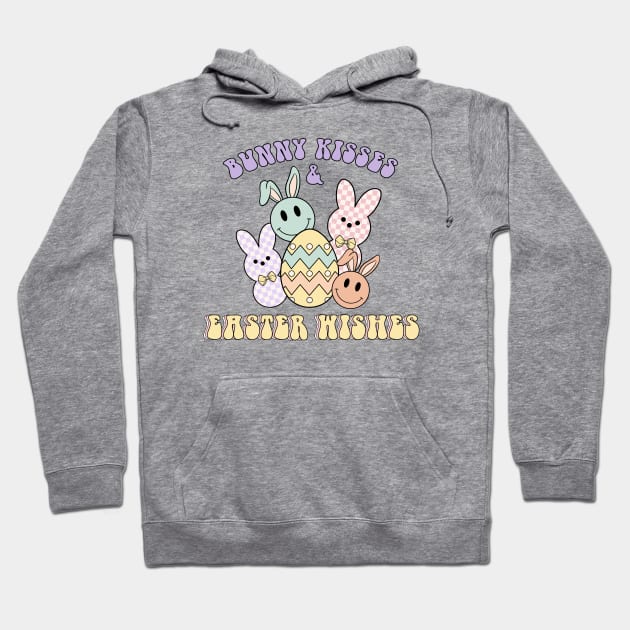 Bunny Kisses and Faster Wishes Cute Easter Eggs Rabbits Hoodie by JDVNart